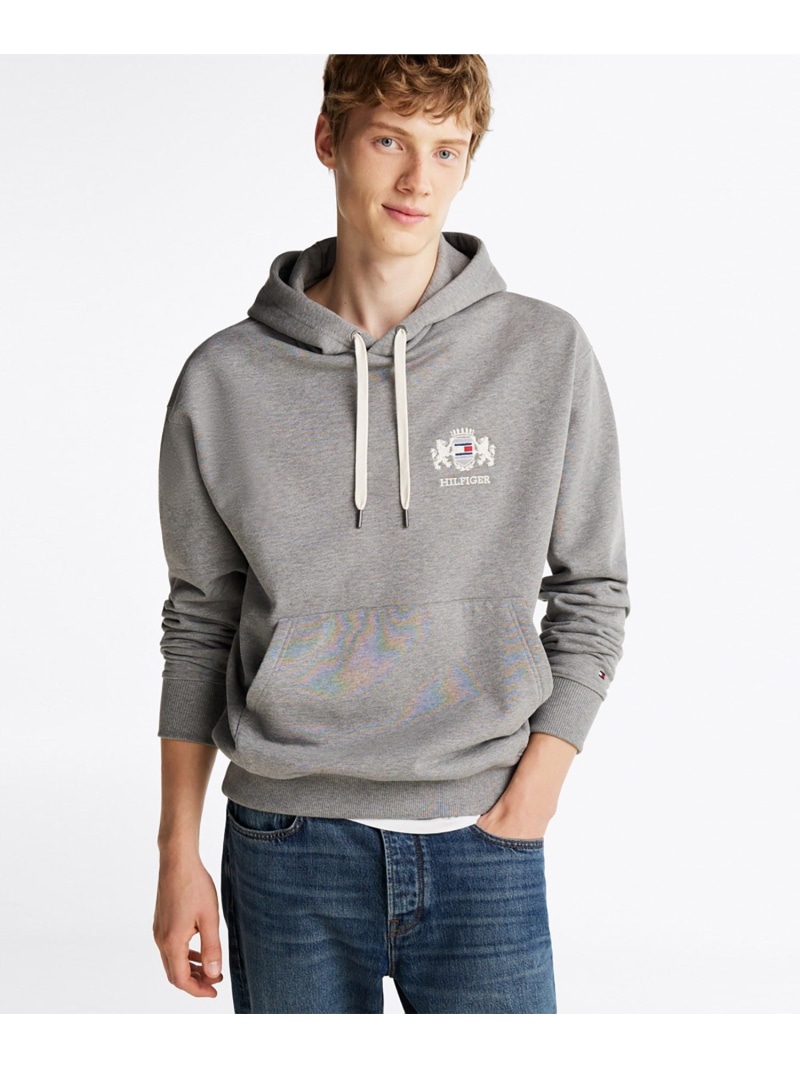 【SALE／50%OFF】TOMMY HILFIGER ヒルフィガースモールクレストパーカー トミーヒルフィガー トップス スウェット・トレーナー ブルー グレー【RBA_E】【送料無料】