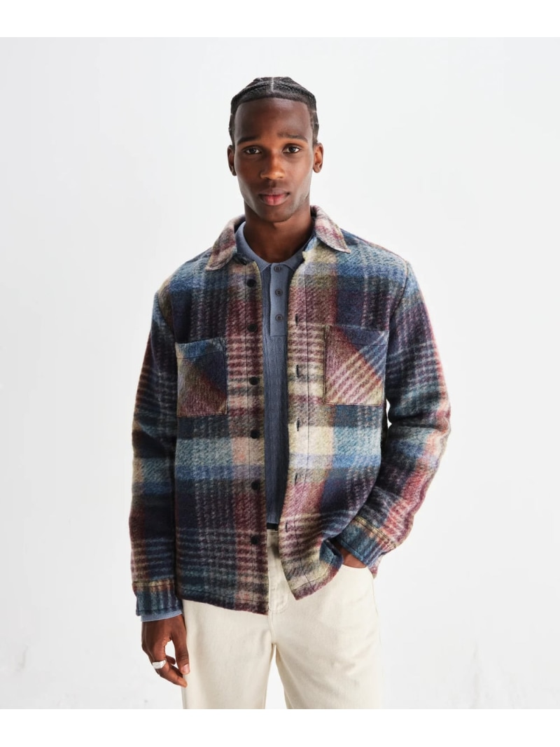 Wax London オーバーシャツ WOOL BLEND CHECK (BLUE/MULTI) ワックスロンドン トップス シャツ・ブラウス【送料無料】| Fashion Men