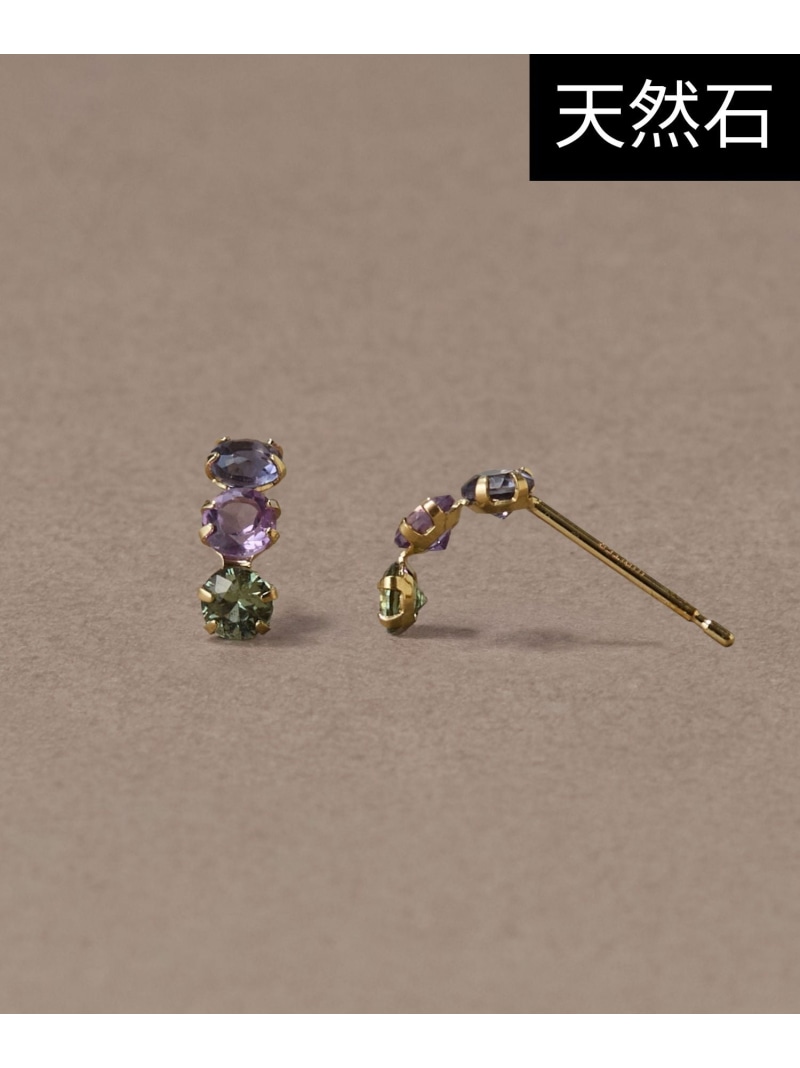 JUPITER 【K10】天然石フープピアス マルチ ジュエルアディクト 付属品・ウオッチ ピアス ゴールド【貨物輸送無料】