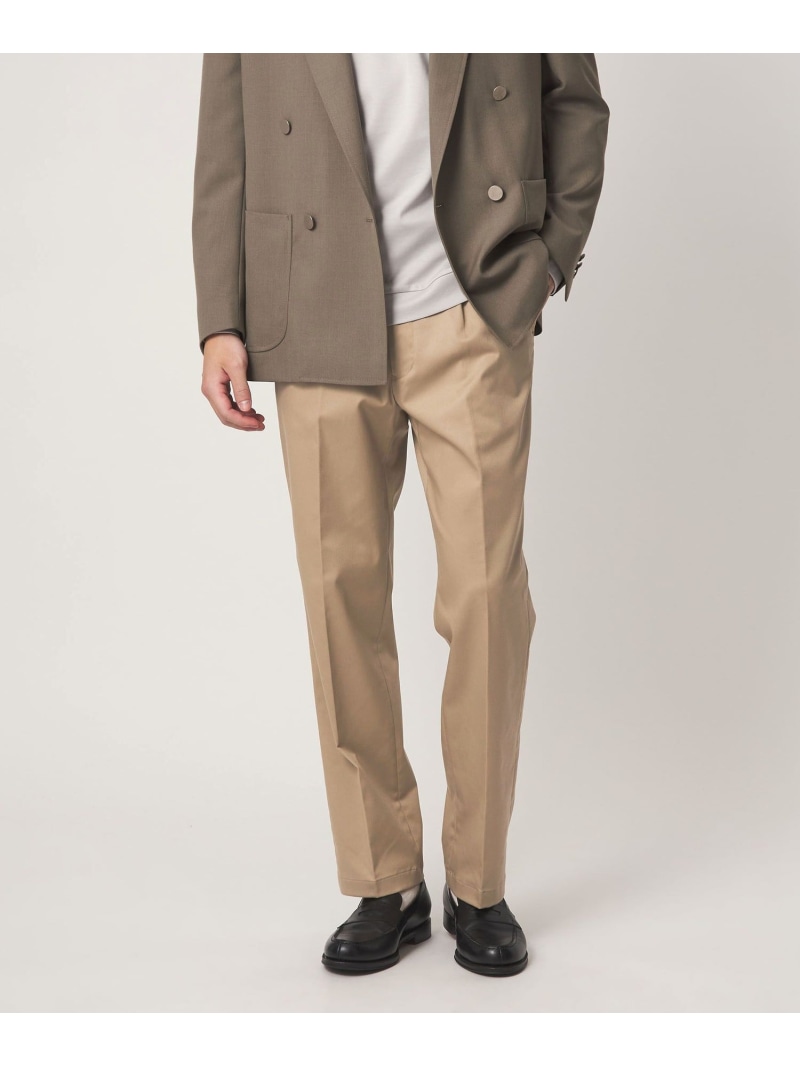 UNITED ARROWS green label relaxing コットン ポリウレタン 1アウトプリーツ チノパンツ スラックス ユナイテッドアローズ グリーンレーベルリラクシング パンツ スラックス・ドレスパンツ ホワイト ベージュ【送料無料】
