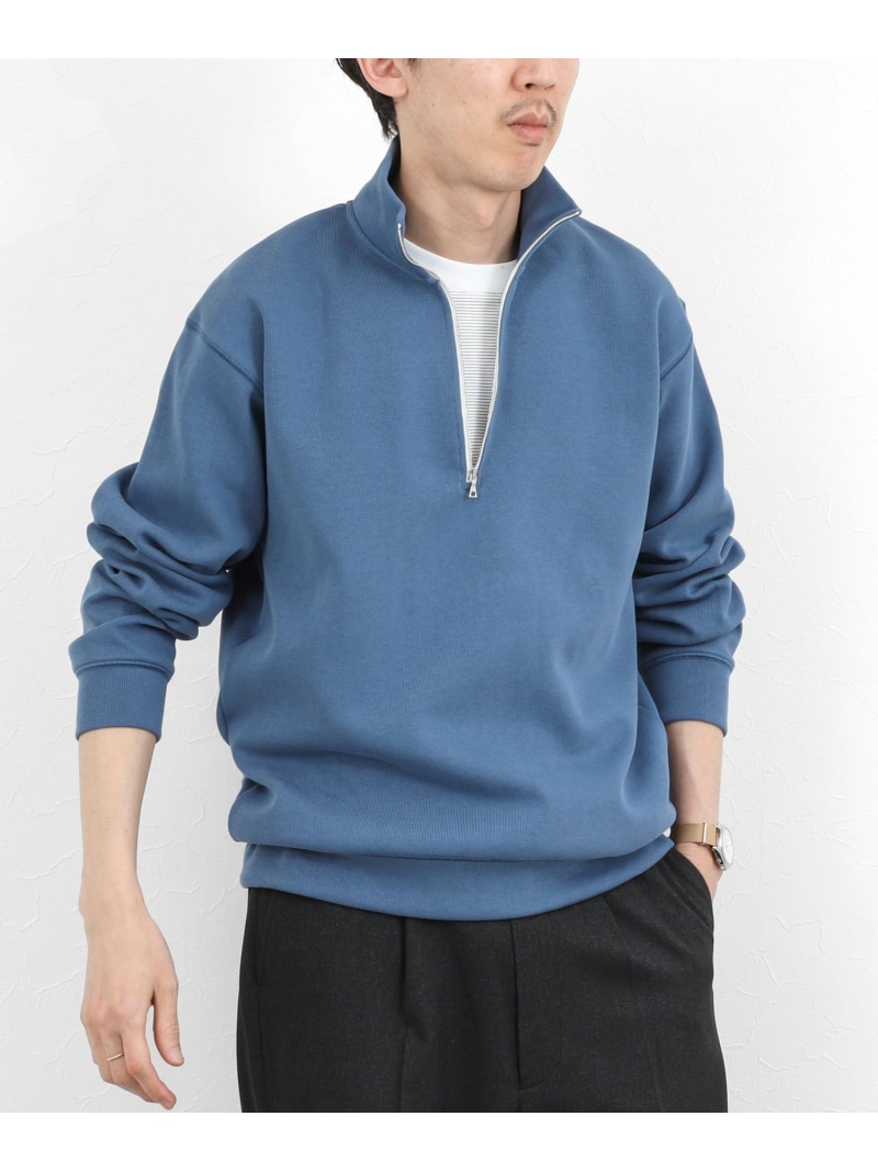 NOLLEY'S goodman リブダンボール スタンドハーフZip 26SS ノーリーズ トップス スウェット・トレーナー ベージュ ネイビー ブルー【送料無料】