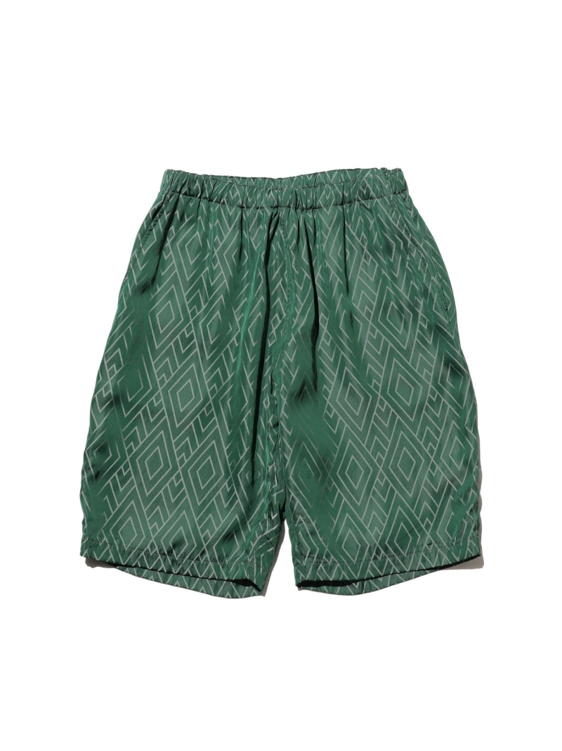 BEAMS PLUS Easy Shorts Cupro Diamond Pattern ビームス メン パンツ その他のパンツ グリーン ネイビー【送料無料】| Fashion Men