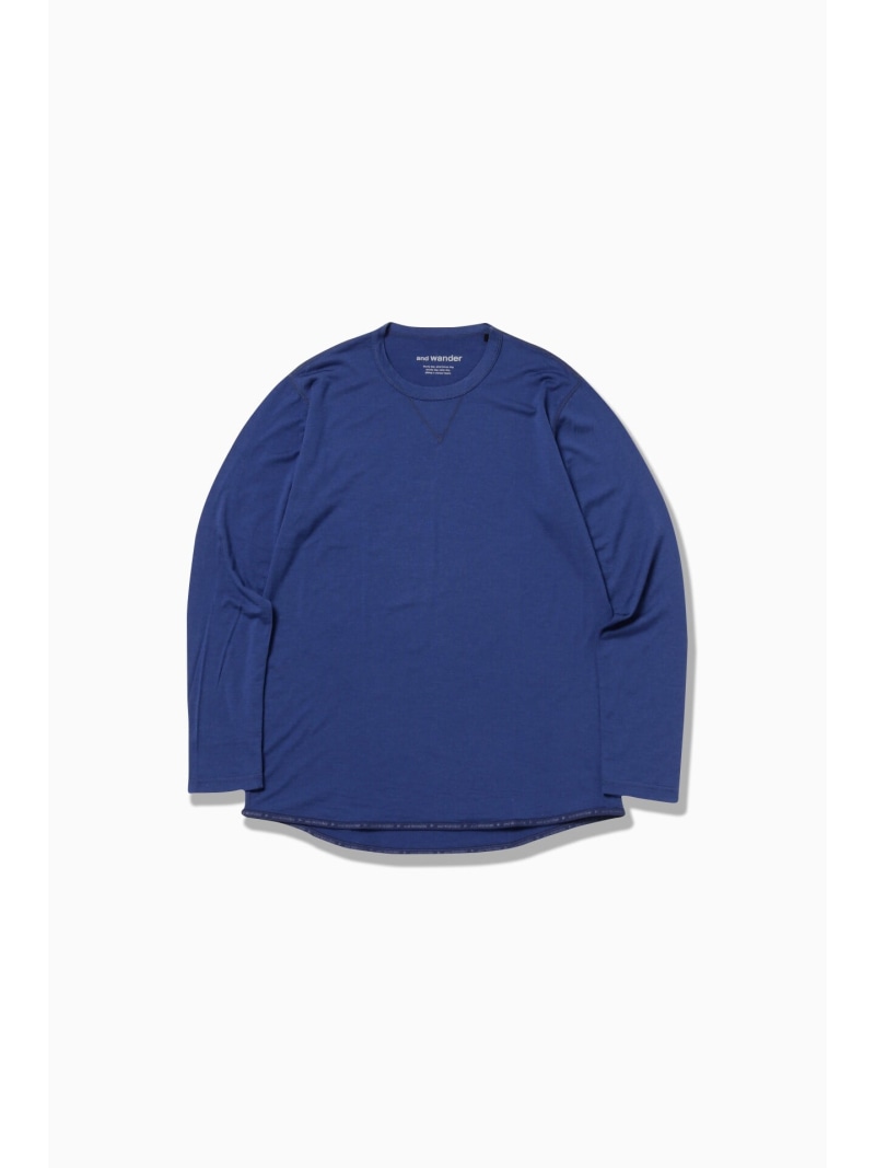 and wander merino base LS T アンドワンダー トップス カットソー・Tシャツ ブラック グレー ブルー ホワイト【送料無料】｜ Fashion Men