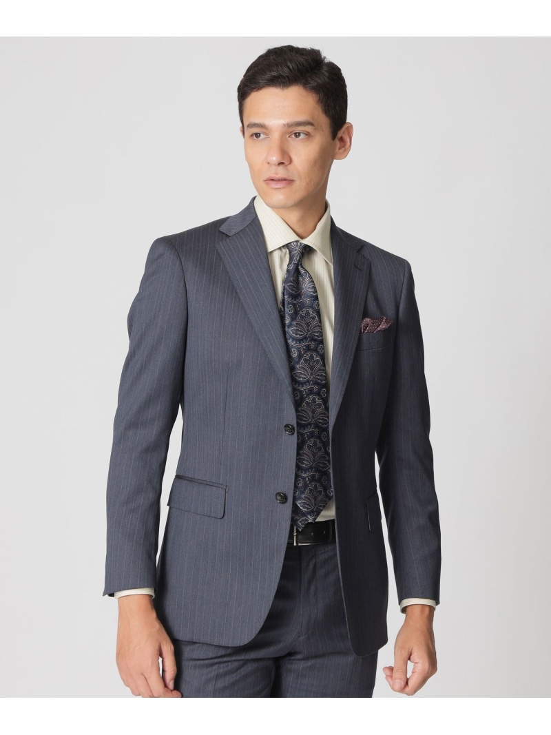 【SALE／26%OFF】Paul Stuart 【Nikkei magazine掲げる】【EASTGATE MODEL】スチュアーツブルー 縞模様柄背広 極点・スチュアート 背広・フォーマル セットアップ背広 青碧【RBA_E】【貨物輸送無料】
