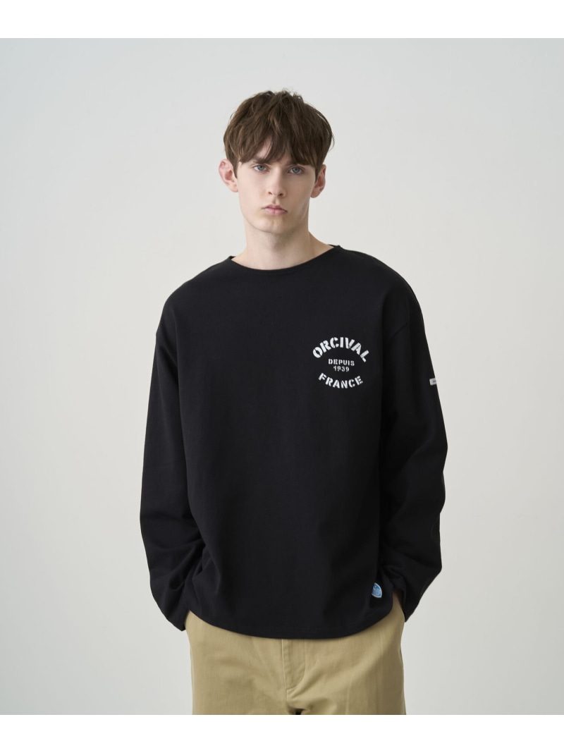 Bshop ORCIVAL ｜ コットンロード クルーネック ロゴプリントバスクシャツ MEN ビショップ トップス カットソー・Tシャツ グレー ブラック【送料無料】