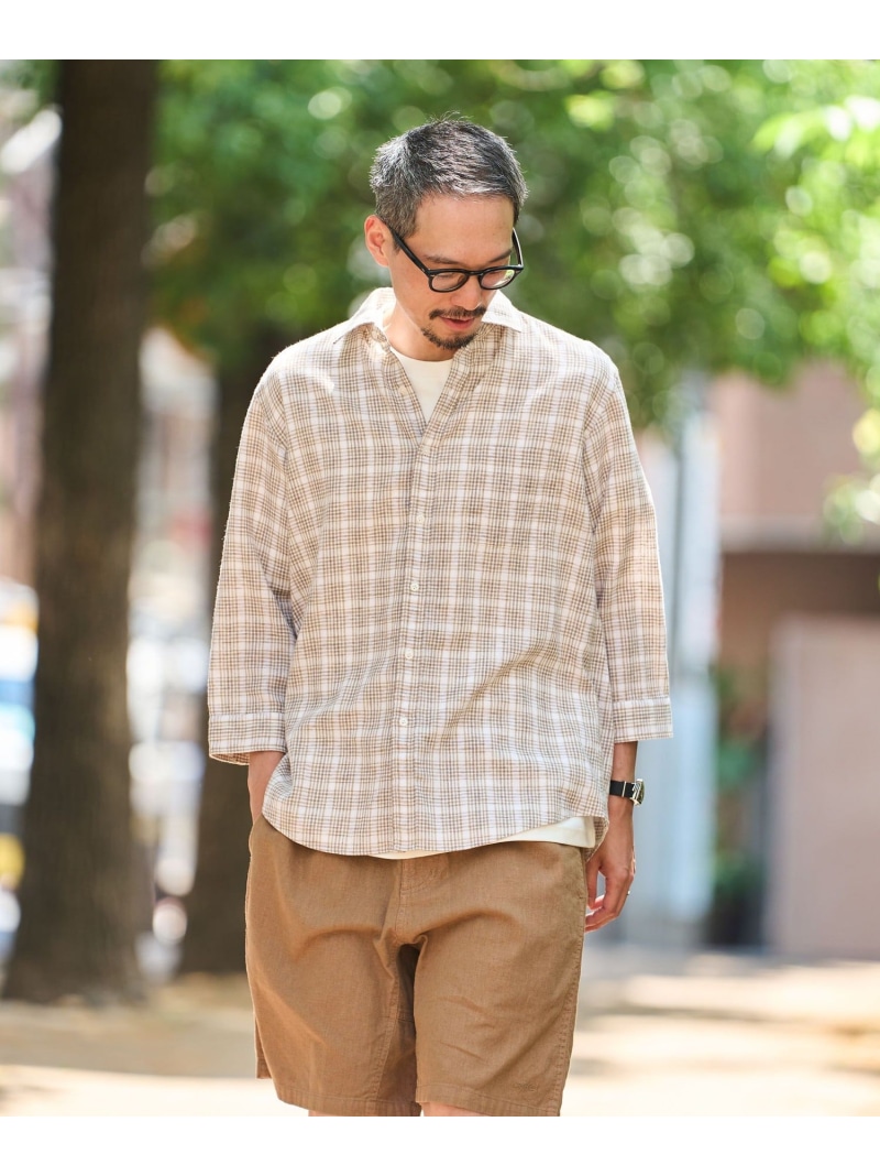 SHIPS MEN SHIPS: RAYMOND チェック レギュラーカラー 7スリーブ シャツ シップス トップス シャツ・ブラウス ブラウン【先行予約】*【送料無料】