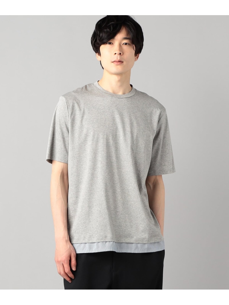 【SALE／50%OFF】COMME CA MEN 【COMME CA MEN】ストライプコンビTシャツ コムサメン トップス カットソー・Tシャツ ネイビー グレー【RBA_E】【送料無料】