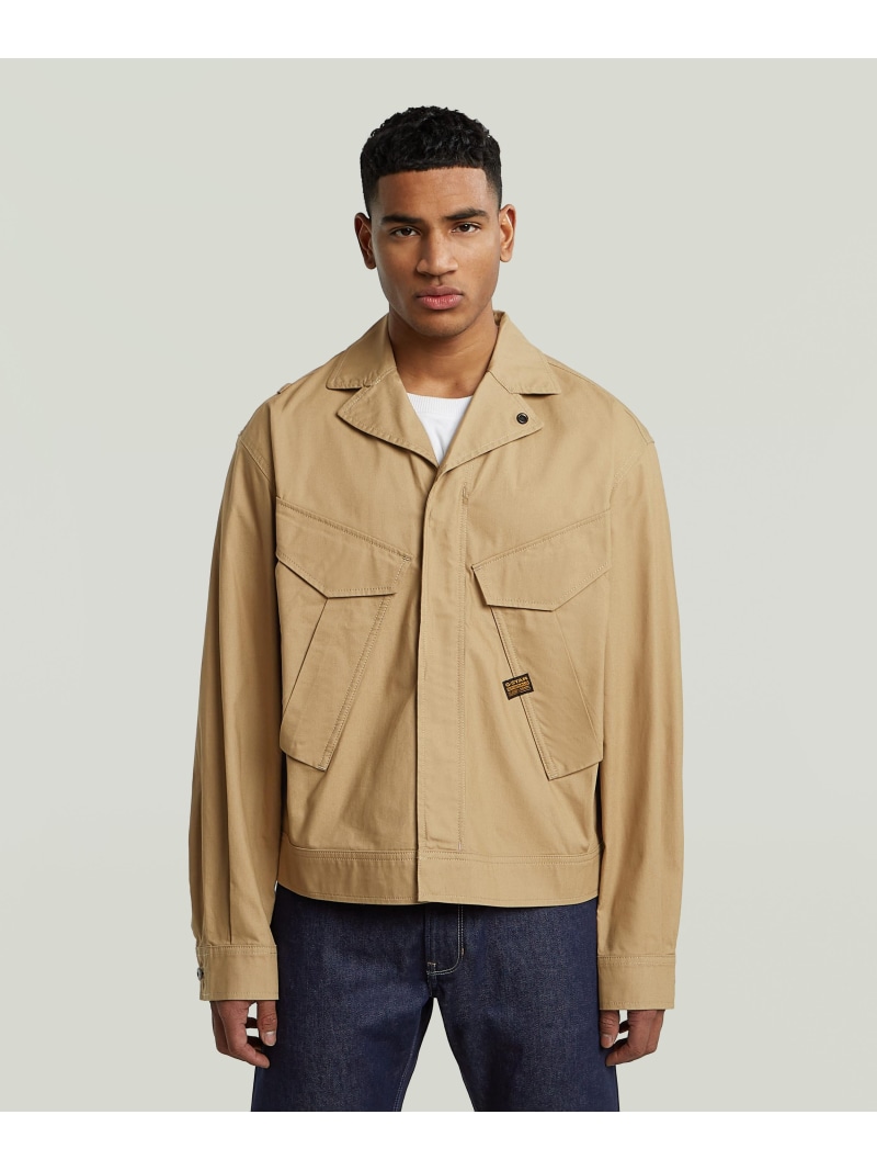 【SALE／30%OFF】G-Star RAW 【堅苦しさ販売店】Rovic Trucker Jacket/ミリタリービッグカーゴポケットトラッカージャケット/上衣 ジースターロゥ ジャケット・アウター 上衣・前掛け ベージュ【RBA_E】【貨物輸送無料】