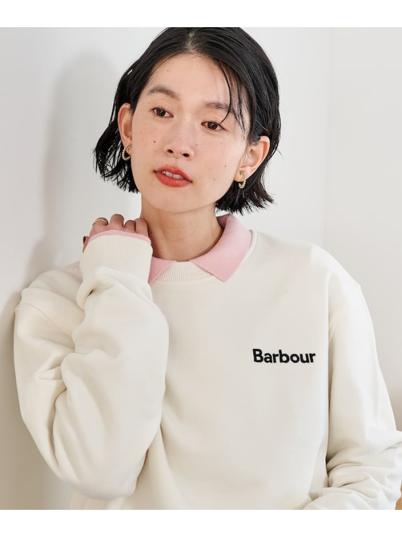 【SALE／10%OFF】Barbour 別注 ALLEN BY CREW NECK SWEAT SHIRT フリークスストア トップス スウェット・トレーナー 白いこと 黒いこと 薄墨色【RBA_E】【貨物輸送無料】