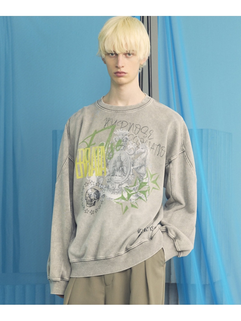 MAISON SPECIAL 「STAR」Prime-Over Crew Neck Sweatshirt メゾンスペシャル トップス スウェット・トレーナー ブラック グレー【送料無料】