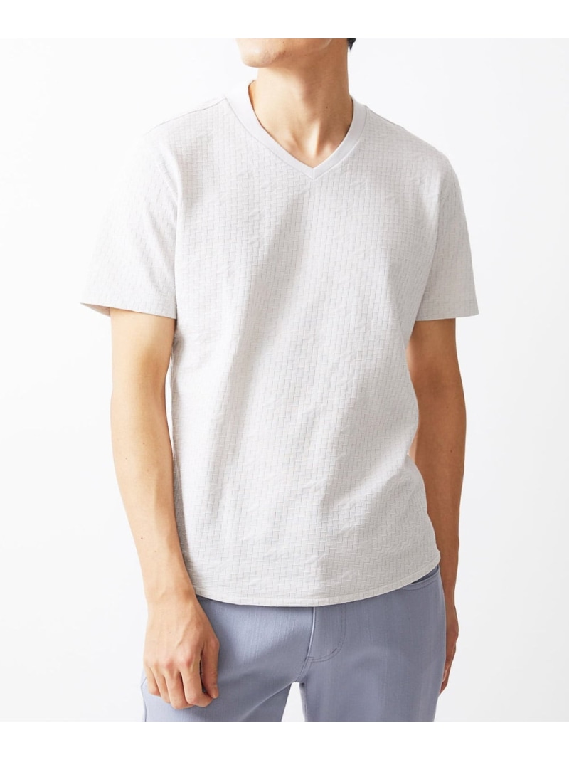 【SALE／30%OFF】MICHEL KLEIN HOMME V素っ首半袖プルオーバー 24SS ミッシェルクランオム トップス カットソー・プルオーバー サクラ色 薄墨色【RBA_E】【貨物輸送無料】