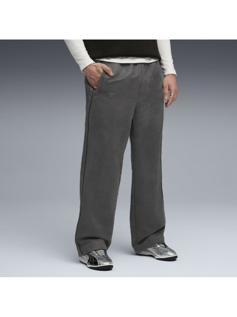 【SALE／30%OFF】PUMA メンズ T7 リラックスド スウェード 貨物自動車 ズボン下 T7 Relaxed Suede Track Pants ピューマ ズボン下 余分の物のズボン下 薄墨色【RBA_E】【貨物輸送無料】