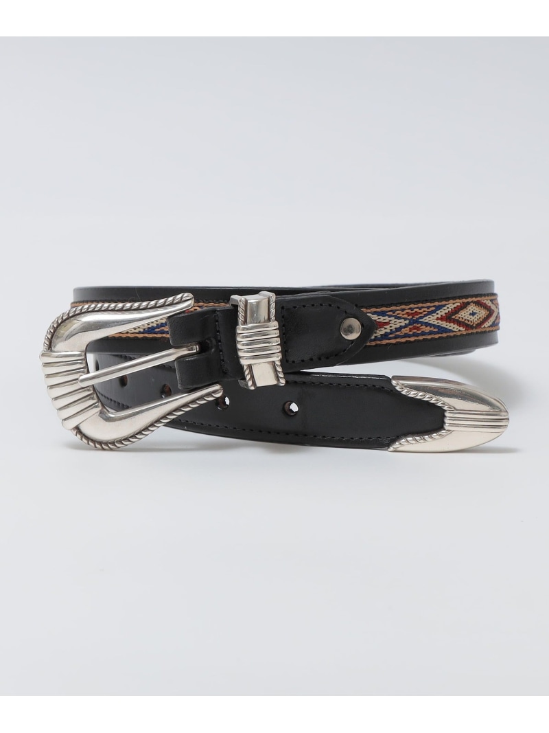 SHIPS MEN TORY LEATHER: NATIV WEBBING SPIRAL PATTERN シップス 流行り物雑貨 胴締め 黒いこと【貨物輸送無料】