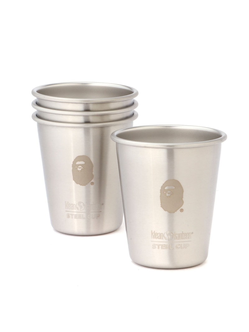 A BATHING APE KLEAN KANTEEN STEEL CUP 10OZ SET ア ベイシング エイプ 食器・膳立て物の具・勝手もと装置 グラス・マグカップ・タンブラー しろがね色【貨物輸送無料】