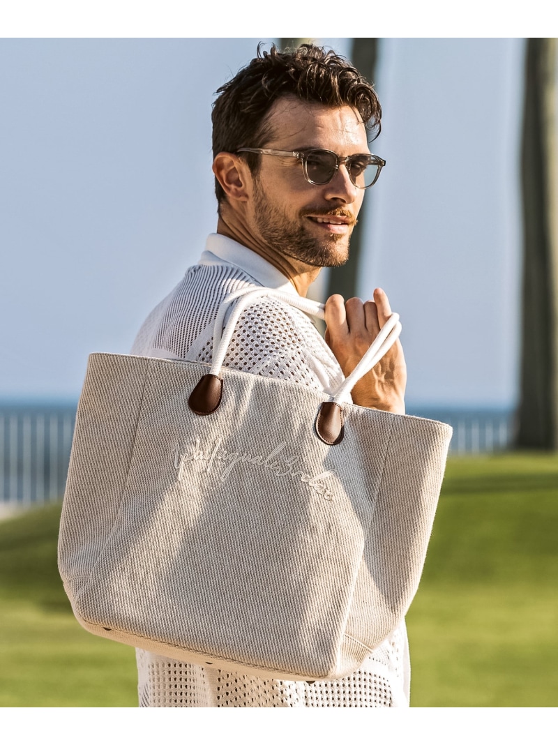 【SALE／10%OFF】1PIU1UGUALE3 RELAX 1PIU1UGUALE3 RELAX ロープ刺繍ロゴリネンブレンドトートバッグ シフォン バッグ トートバッグ ベージュ【RBA_E】【送料無料】
