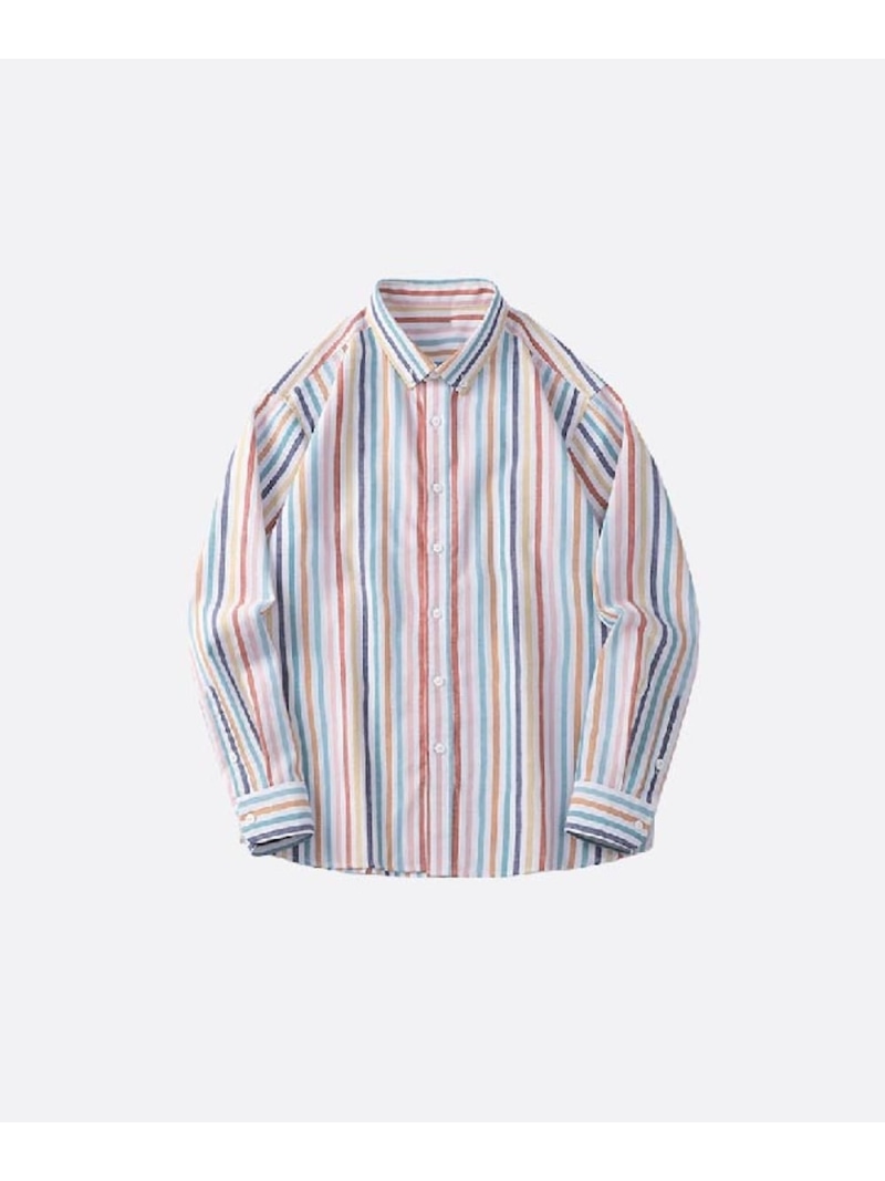 U:UME Rainbow Stripe Shirt ユーム トップス プルオーバー・トップ 緑であること 青色【先んずる取っておく】*【貨物輸送無料】