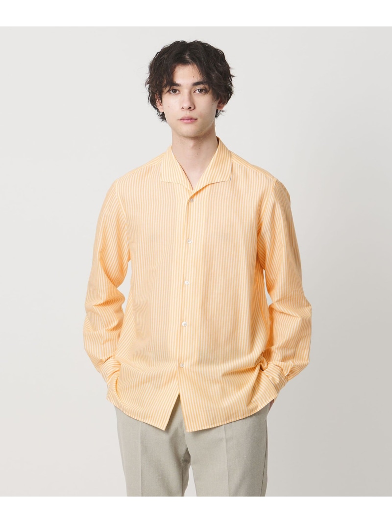 UNITED ARROWS SOKTAS カラーストライプ オープンカラーシャツ ユナイテッドアローズ トップス シャツ・ブラウス ベージュ イエロー【送料無料】