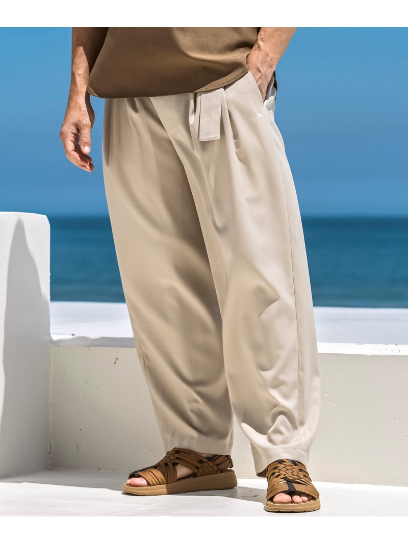 【SALE/10%OFF】1PIU1UGUALE3 RELAX 1PIU1UGUALE3 RELAX サマーウールブレンドツータックワイドスラックス シフォン パンツ スラックス・ドレスパンツ ベージュ ブラック ネイビー【RBA_E】【送料無料】| Fashion Men