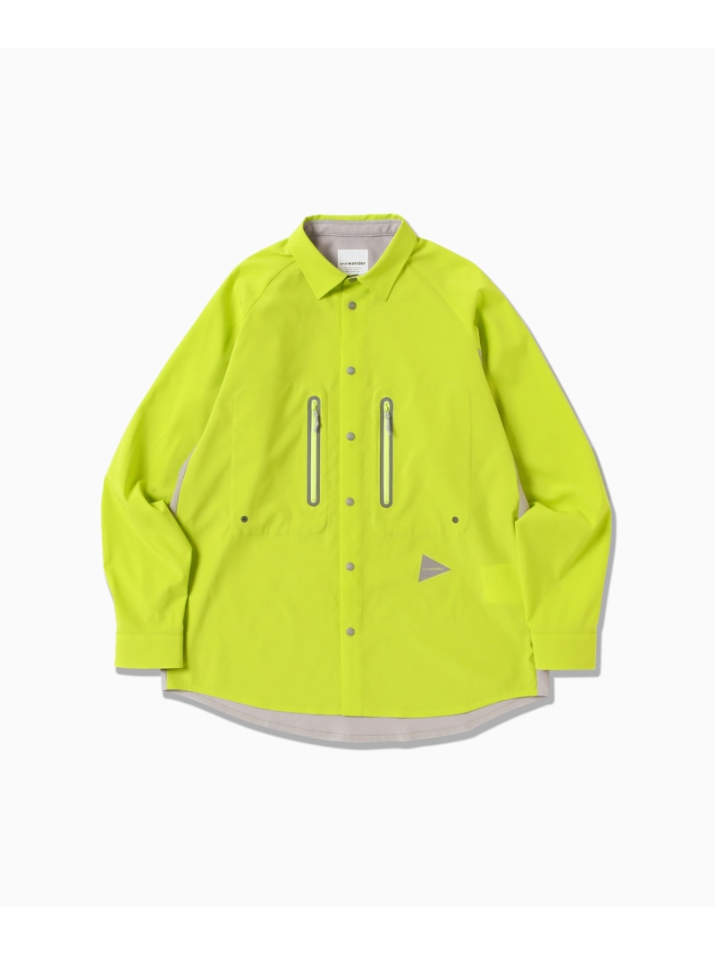 and wander tech LS shirt アンドワンダー トップス プルオーバー・トップ カーキ緑であること 緑であること 黒いこと【貨物輸送無料】 トップス-メンズファッション-カジュアルシャツ