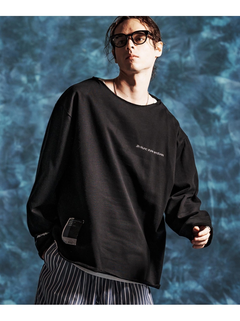 Jih Nunc msw1835-オーガニックコットンカットオフ裏毛流汗 カンビオ トップス スウェット・トレーナー 黒いこと 薄墨色【貨物輸送無料】