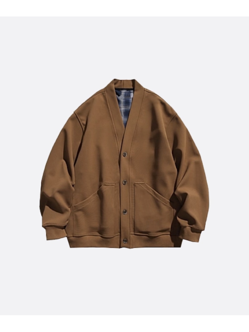 U:UME V-neck Check Stitching Cardigan ユーム トップス カーディガン ネイビー グレー【先行予約】*【送料無料】