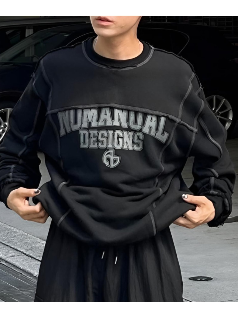 NOMANUAL 【NOMANUAL】RAW EDGE C.B SWEATSHIRTS ネバーマインドザエックスユー／チカシツプラス トップス スウェット・トレーナー 黒いこと【貨物輸送無料】