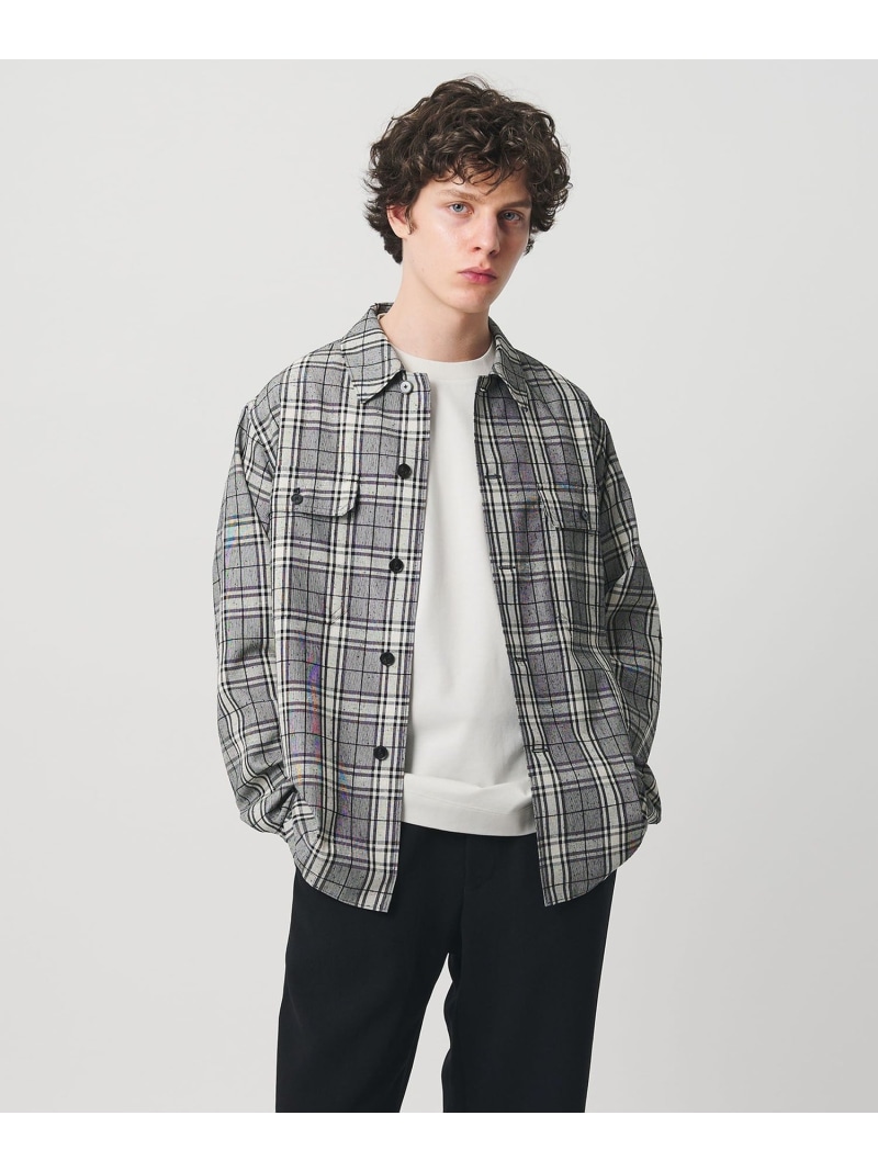 UNITED ARROWS ネップクロス グレンチェック ユーティリティシャツ ユナイテッドアローズ トップス シャツ・ブラウス ブラック【送料無料】