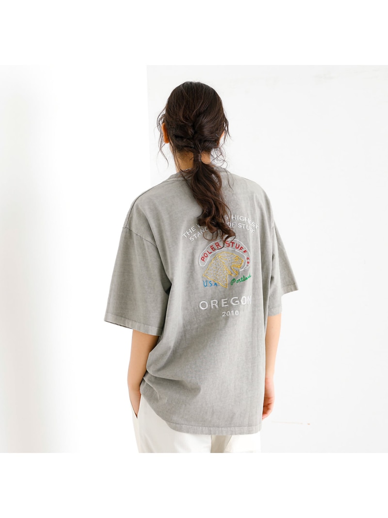 ABAHOUSE LASTWORD 【POLeR/ポーラー】PIGMENT SOUVENIR TEE/スーベニアTシ アバハウス トップス カットソー・Tシャツ ブラック グレー【送料無料】