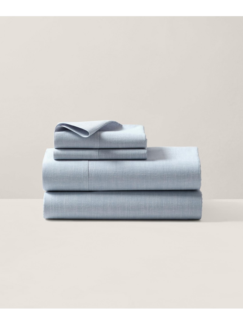 RALPH LAUREN HOME ワークシャツ シャンブレー フラットシーツ/ダブルサイズ ラルフローレン インテリア・生活雑貨 その他のインテリア・生活雑貨 ブルー【送料無料】｜ Fashion Men