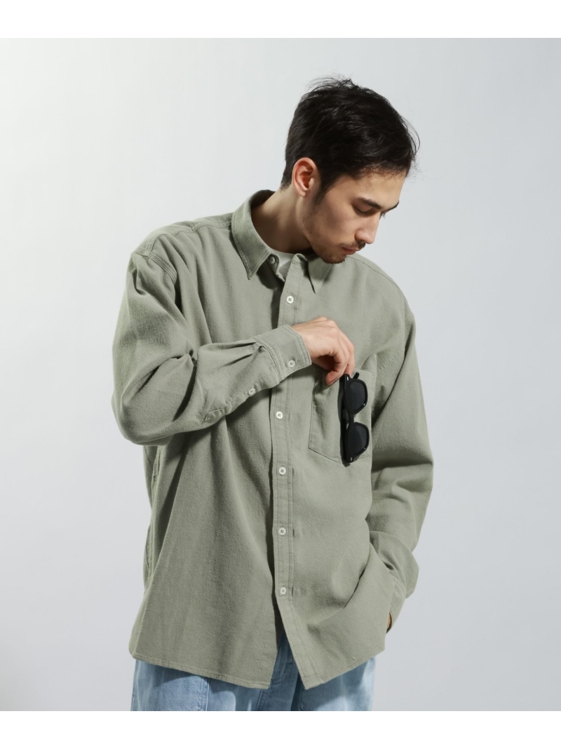 BAYFLOW [サングラスホルダー&眼鏡拭き付]コットンリネンシャツ【ストレッチ】 ベイフロー トップス シャツ・ブラウス カーキグリーン ホワイト ピンク【送料無料】