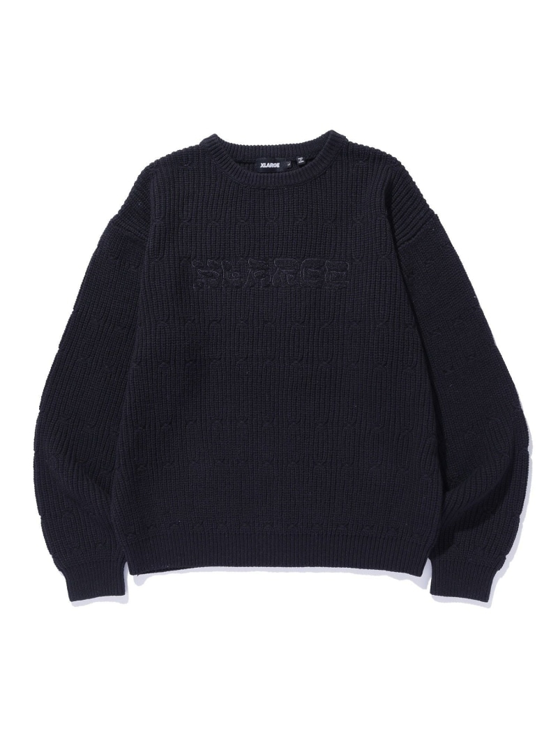 【SALE/30%OFF】XLARGE DEFORMED CABLE CREWNECK KNIT エクストララージ トップス ニット ブルー ブラック【RBA_E】【送料無料】| Fashion Men