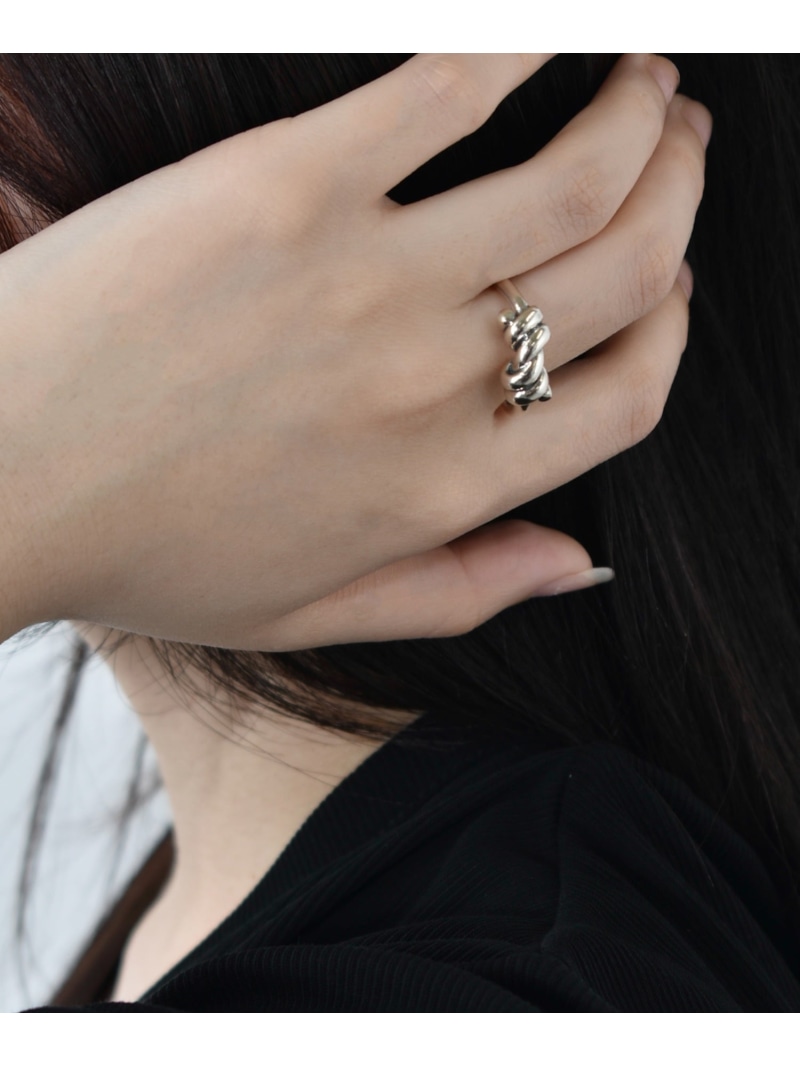 H.O.V H.O.V/KNOT THEORY RING/航空マイル シアリー 輪っか フォブ 佩び物・ウォッチ 輪っか・指環 しろがね色【貨物輸送無料】