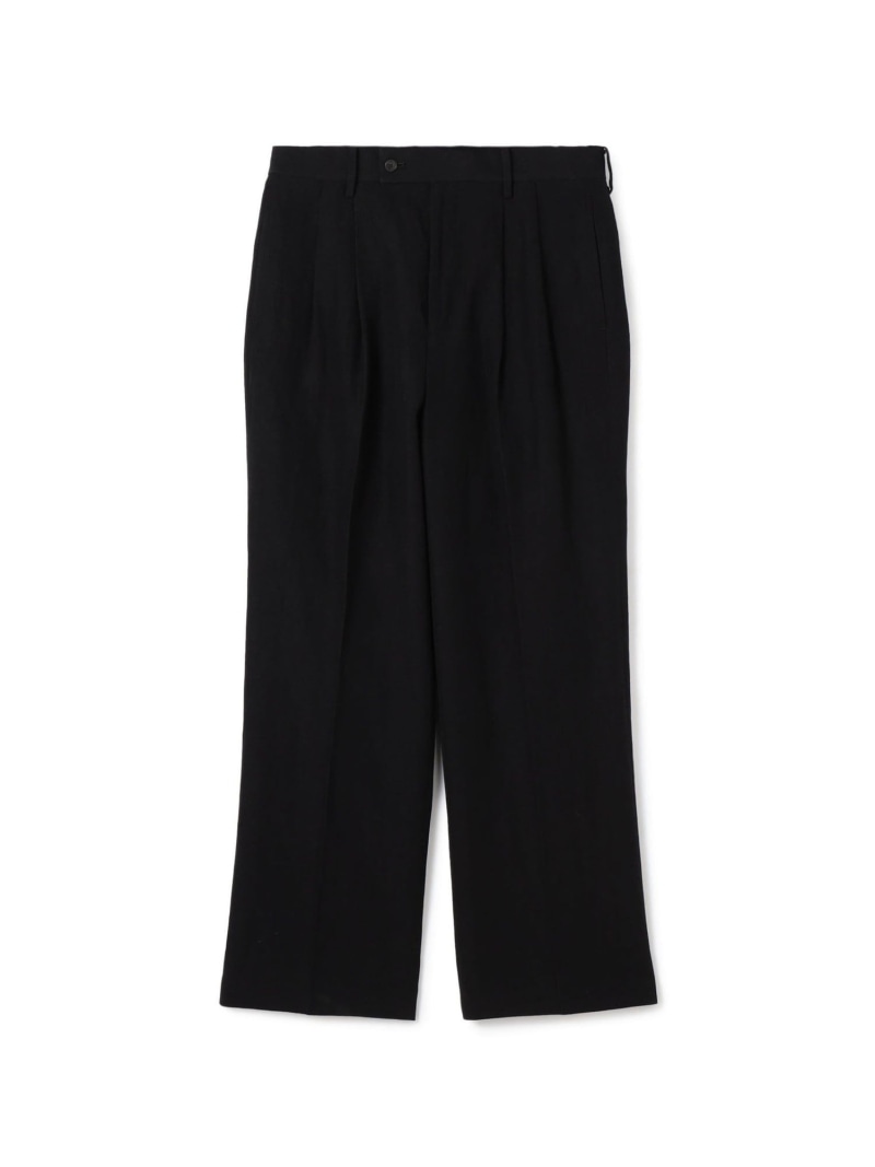 【SALE／30%OFF】TOMORROWLAND MEN ウールリネンコットン 2タックワイドストレートパンツ トゥモローランド パンツ スラックス・ドレスパンツ ブラック グレー【RBA_E】【送料無料】