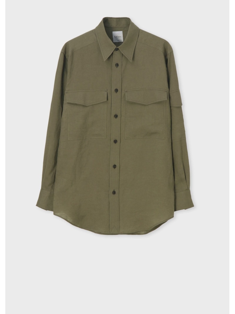 Paul Smith ミリタリー リネン 長袖シャツ ポール・スミス トップス シャツ・ブラウス グリーン【送料無料】｜ Fashion Men