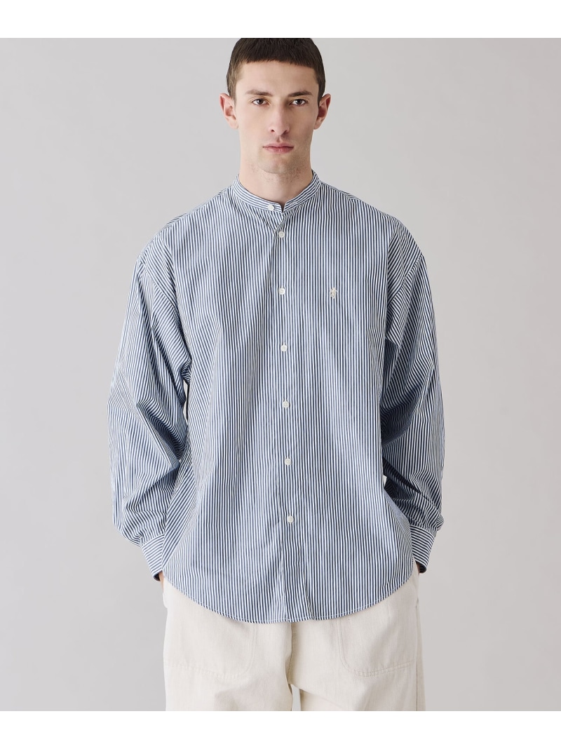 【SALE/30%OFF】Bshop Gymphlex | バンドカラー長袖シャツ STRIPE MEN ビショップ トップス シャツ・ブラウス ブルー【RBA_E】【送料無料】| Fashion Men