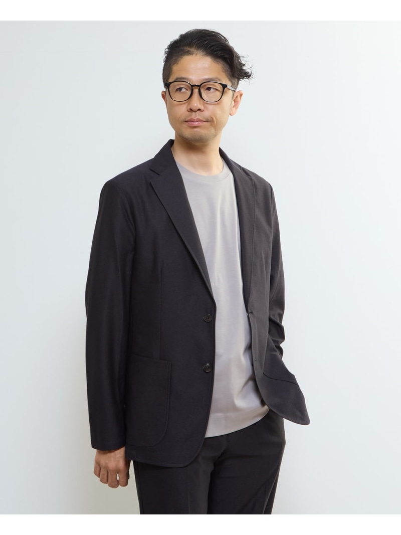 MEN'S MELROSE トラベストジャージイージージャケット(セットアップ可) メンズメルローズ ジャケット・アウター テーラードジャケット・ブレザー ブラック グレー ブラウン【送料無料】
