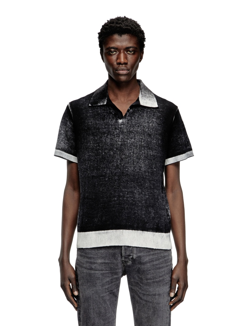 DIESEL メンズ ポロ編み物 K-LORENZO-SS ディーゼル トップス 編み物 黒いこと【貨物輸送無料】