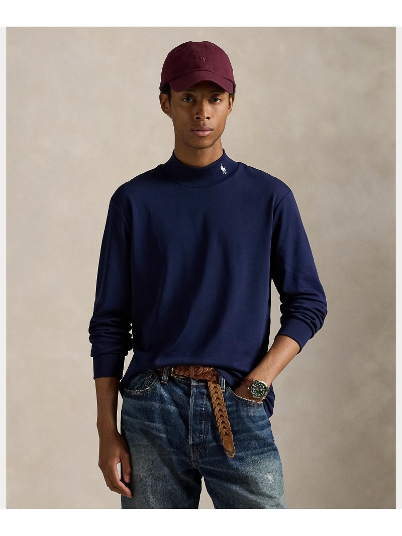 POLO RALPH LAUREN ソフト コットン モックネック シャツ ラルフローレン トップス カットソー・Tシャツ ネイビー【送料無料】