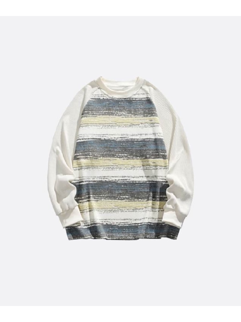 U:UME Abstract Color Mix Sweat ユーム トップス スウェット・トレーナー 白いこと 黒いこと【此れから取っておく】*【貨物輸送無料】