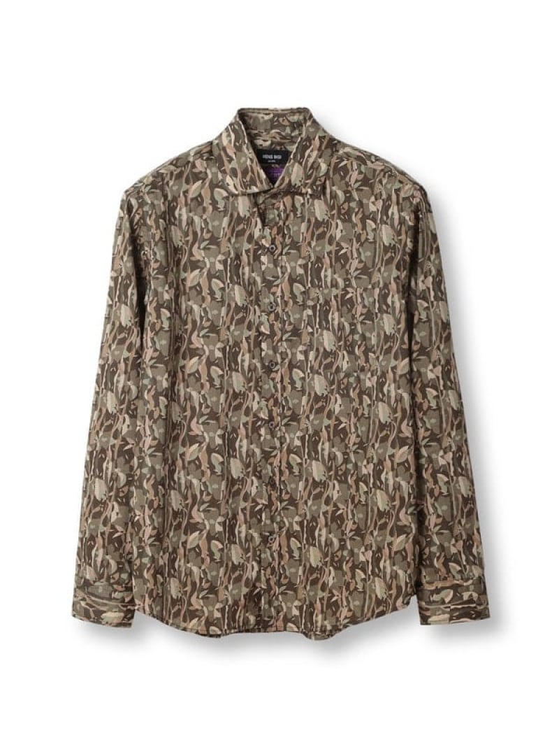 【SALE／50%OFF】MEN'S BIGI エスニックLibertyプリントシャツ メンズ ビギ トップス シャツ・ブラウス ネイビー ブラウン カーキグリーン【RBA_E】【送料無料】