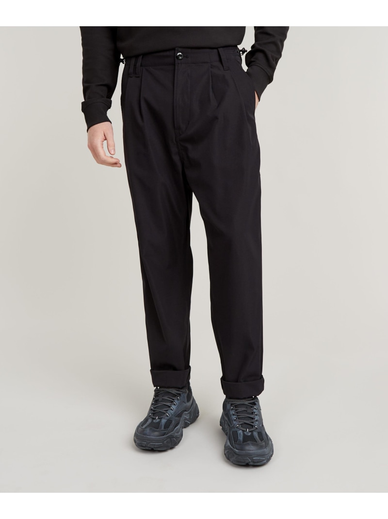 【SALE／40%OFF】G-Star RAW 【堅苦しさ販売店】PLEATED TECH CHINO RELAXED/撥水産業リラックスプリーツチノパンツ/テックズボン下 ジースターロゥ ズボン下 チノズボン下 黒いこと【RBA_E】【貨物輸送無料】