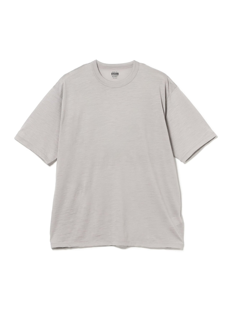 【SALE／30%OFF】BEAMS PLUS 【別注】Healthknit / Wool T-shirt ビームス メン トップス カットソー・Tシャツ ホワイト グレー【RBA_E】【送料無料】｜ Fashion Men