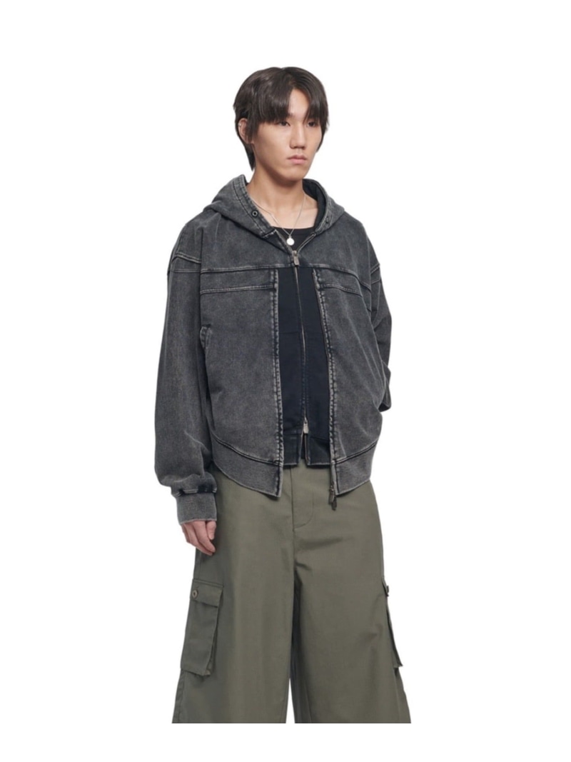 NOMANUAL 【NOMANUAL】VINTAGE LAYER HOODED ZIP-UP ネバーマインドザエックスユー／チカシツプラス トップス パーカー・フーディー【送料無料】｜ Fashion Men