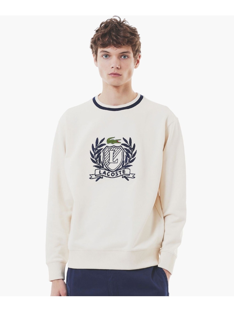 【SALE／40%OFF】LACOSTE 裏パイル 御手々編み目風ヴィンテージ フレンチグラフィックステッチ スウェットプルオーバー ラコステ トップス スウェット・トレーナー 白いこと 緑であること 米国海軍【RBA_E】【貨物輸送無料】