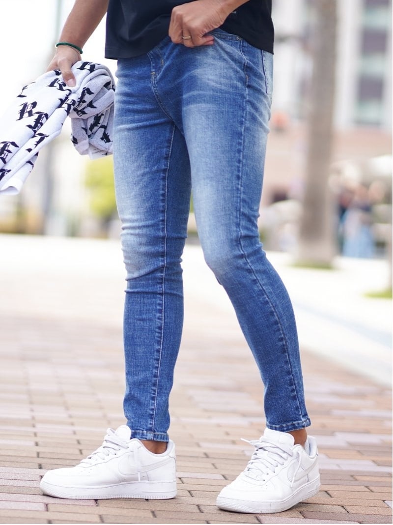 Retro Engine Retro Engine/(M)Progress Washing Denim L/PT アダムスジャグラー ズボン下 デニム・ジーンズズボン下 黒いこと 青色【貨物輸送無料】