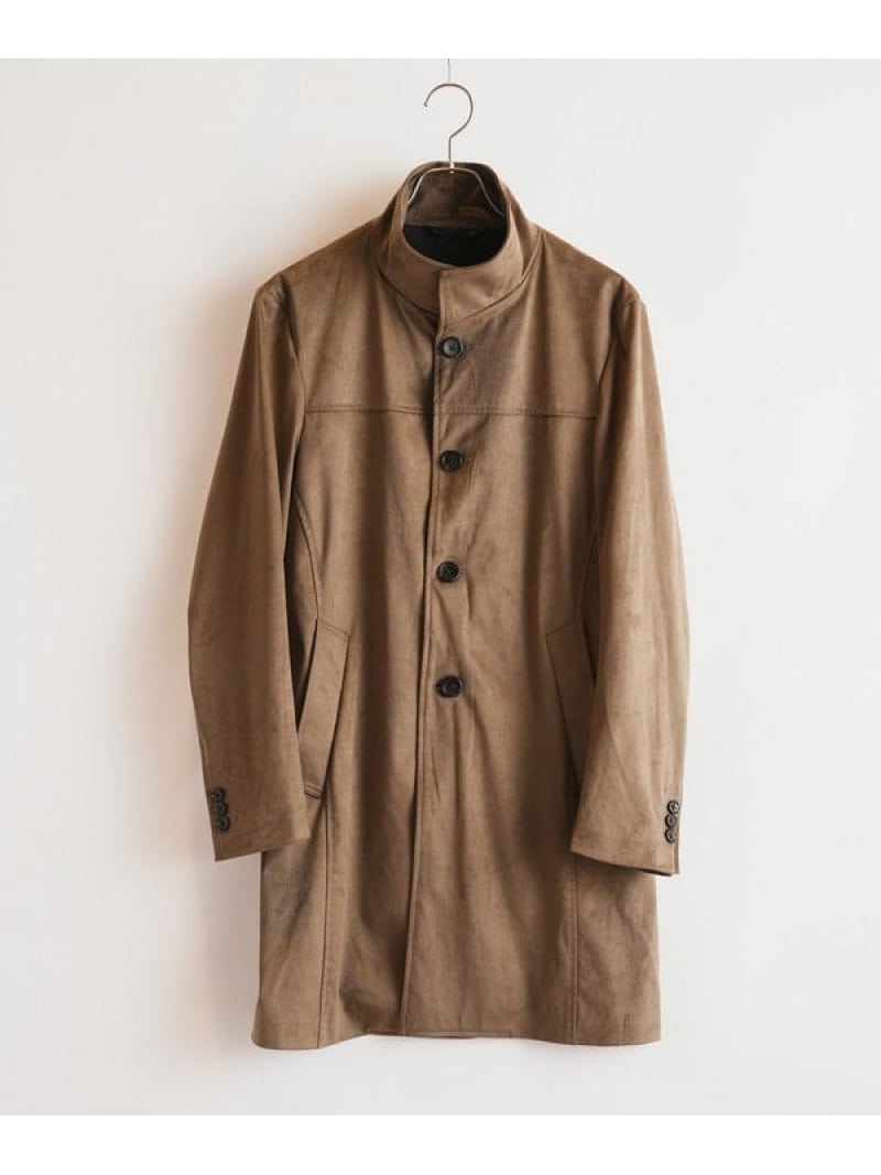 【SALE／60%OFF】RATTLE TRAP フェイクスエードスタンドカラースリムコート メンズ ビギ ジャケット・アウター ダウンジャケット・ダウンベスト 黒いこと ベージュ【RBA_E】【貨物輸送無料】