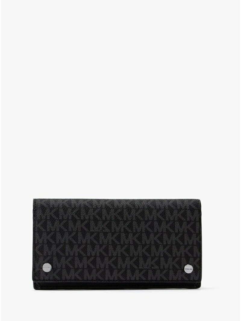 MICHAEL KORS HUDSON チェストポケット ジップウォレット - MKシグネチャー マイケルコース マイケル・コース 財布・ポーチ・ケース 財布 ブラック【送料無料】