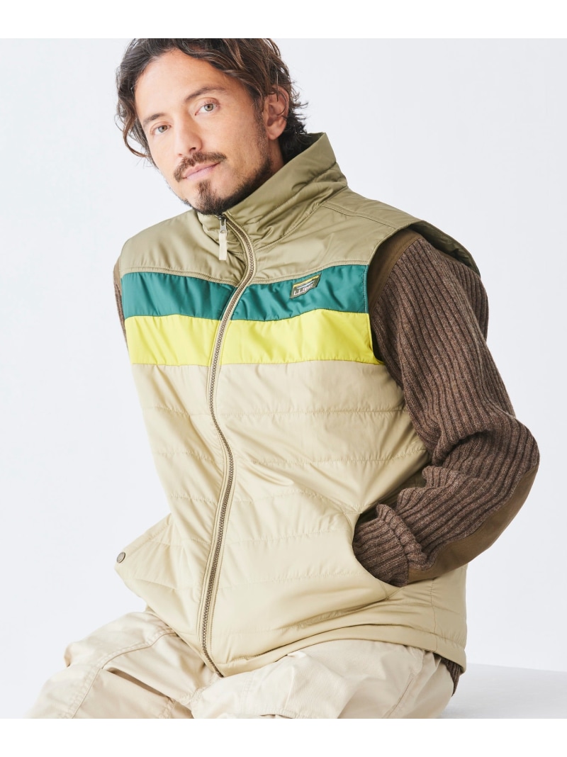 L.L.Bean マウンテン・クラシック・パファー・ベスト、カラーブロック エルエルビーン ジャケット・アウター ダウンジャケット・ダウンベスト ベージュ ネイビー【送料無料】｜ Fashion Men