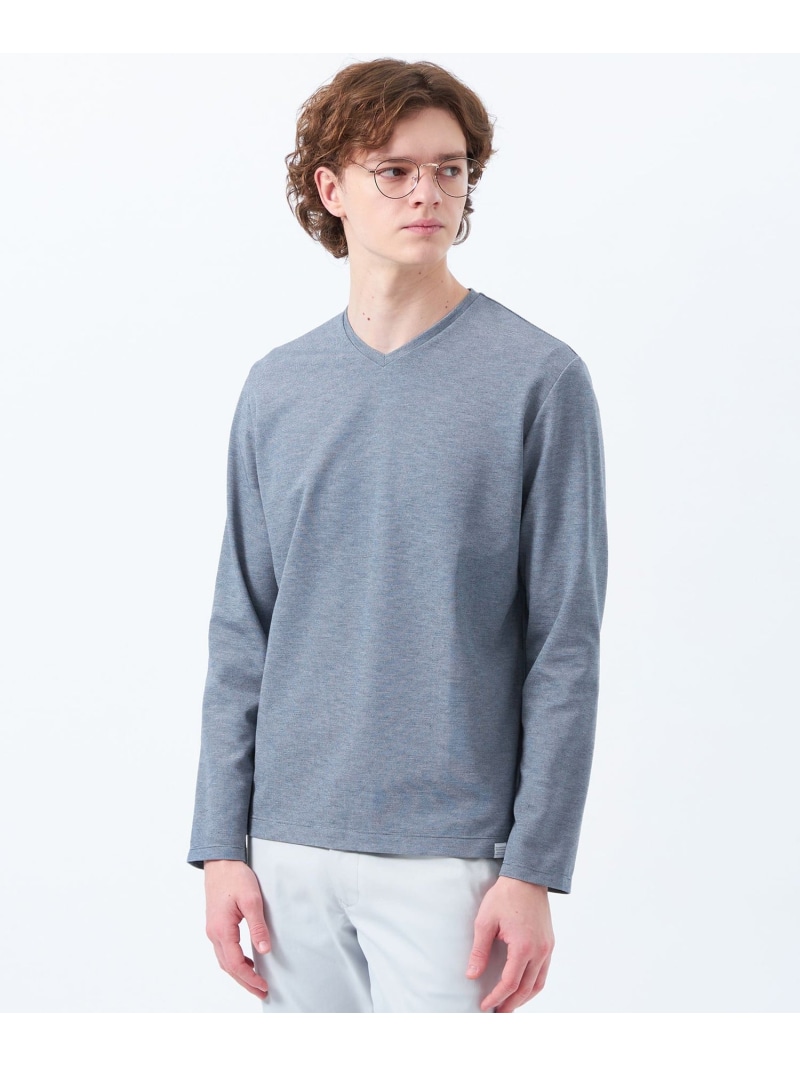 MACKINTOSH PHILOSOPHY ストレッチミラノリブ VネックロンT マッキントッシュ フィロソフィー トップス カットソー・Tシャツ グレー ホワイト ネイビー ブルー【送料無料】