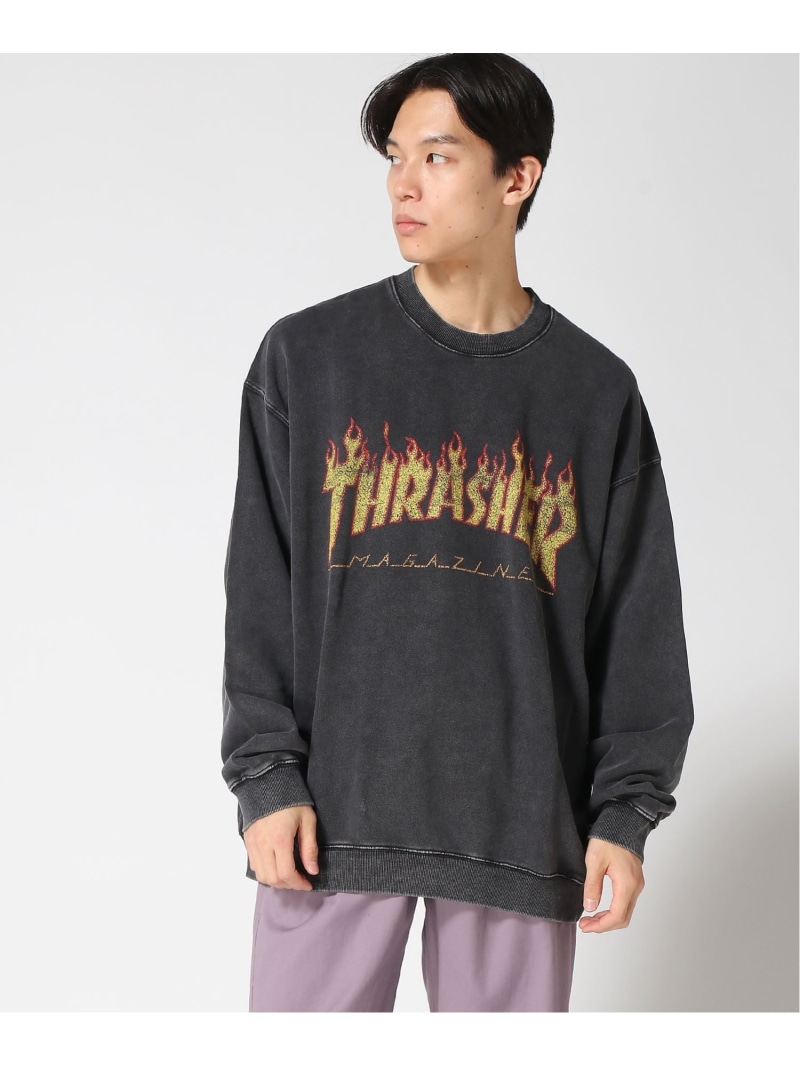 THRASHER THRASHER/(M)POWDER BREACH クルー スウェット スラッシャー　バイ　リフルページ トップス スウェット・トレーナー ブラック【送料無料】